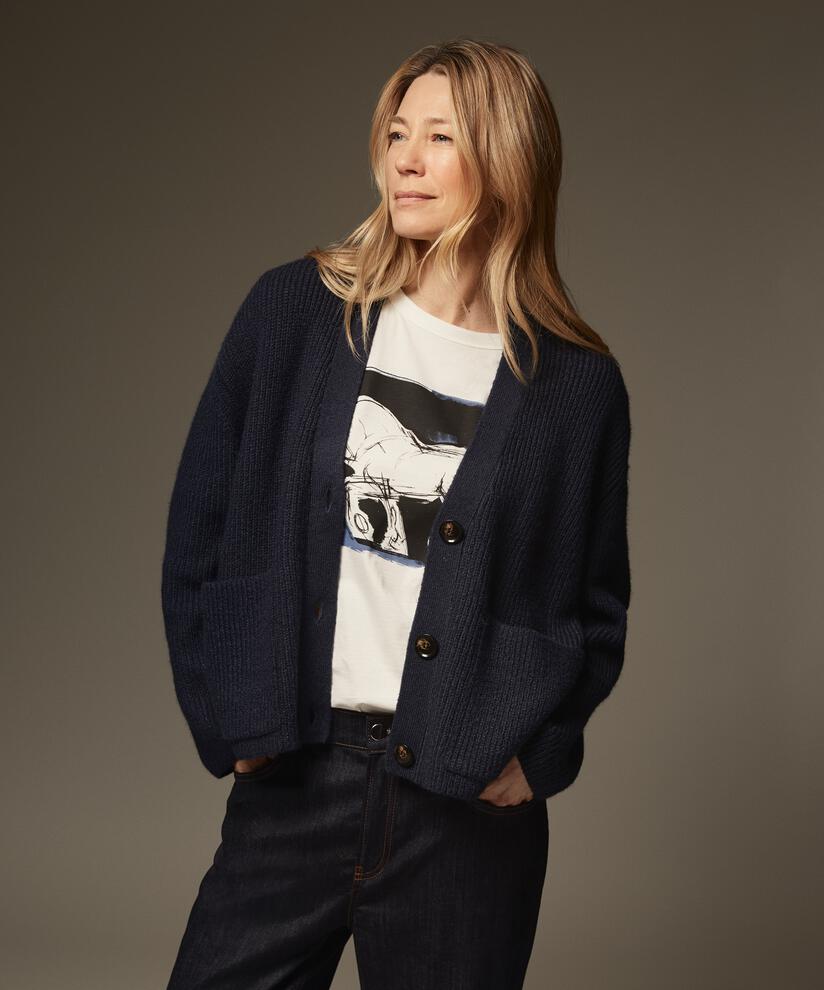 cardigan en coton mélangé, Navy Blazer