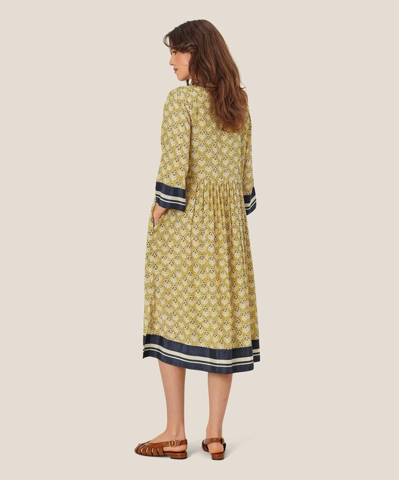 robe en viscose avec drapés au dos et poches fendues, Burnish Gold