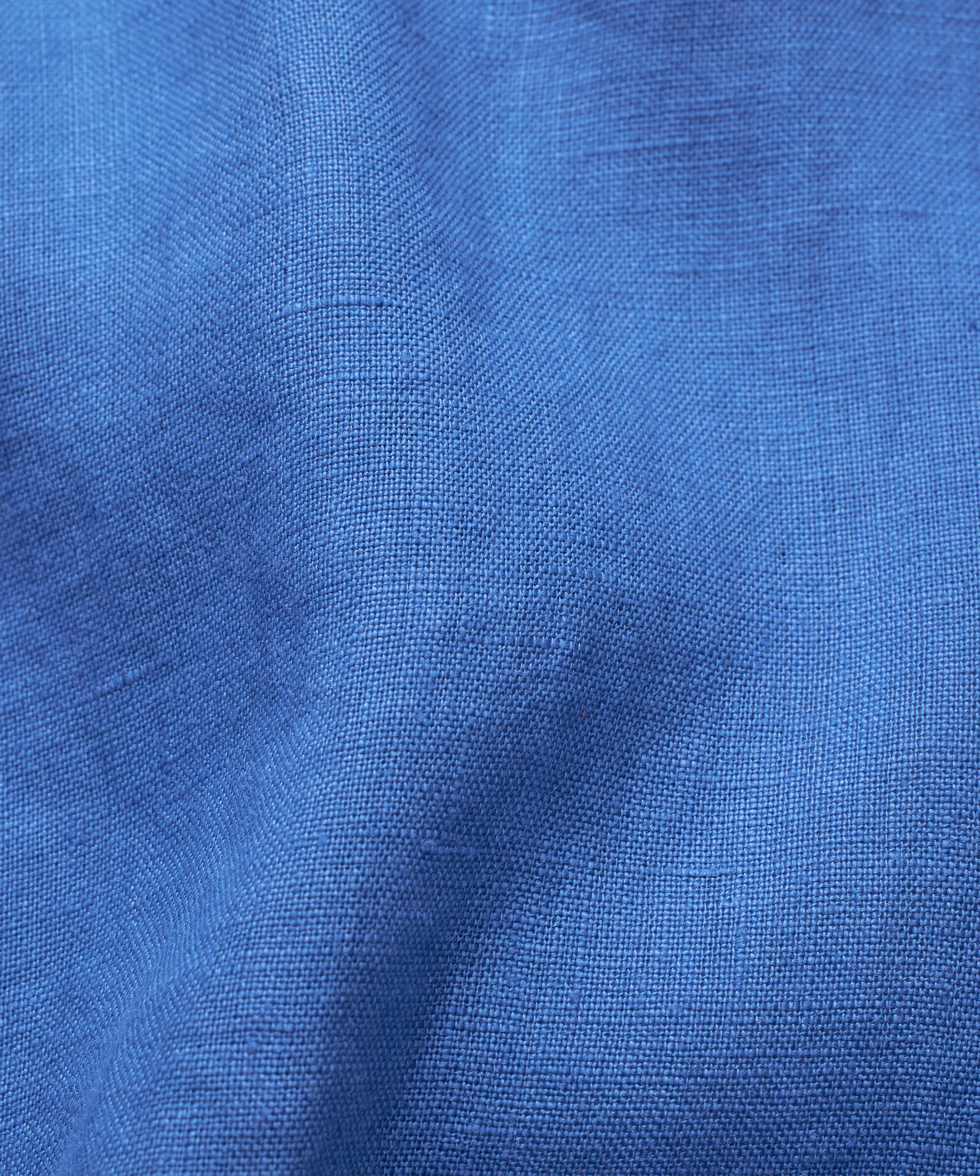 robe en lin à manches courtes et décolleté à volants, Nebulas Blue