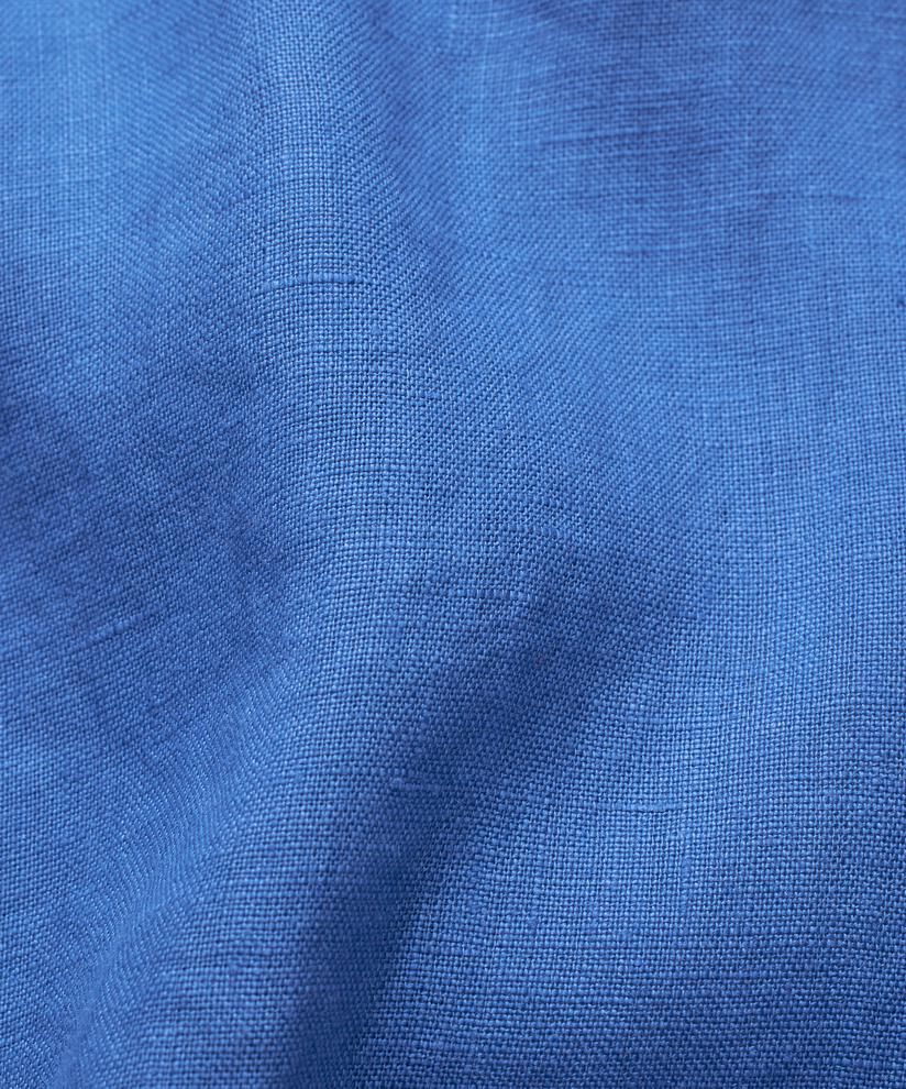 robe en lin à manches courtes et décolleté à volants, Nebulas Blue