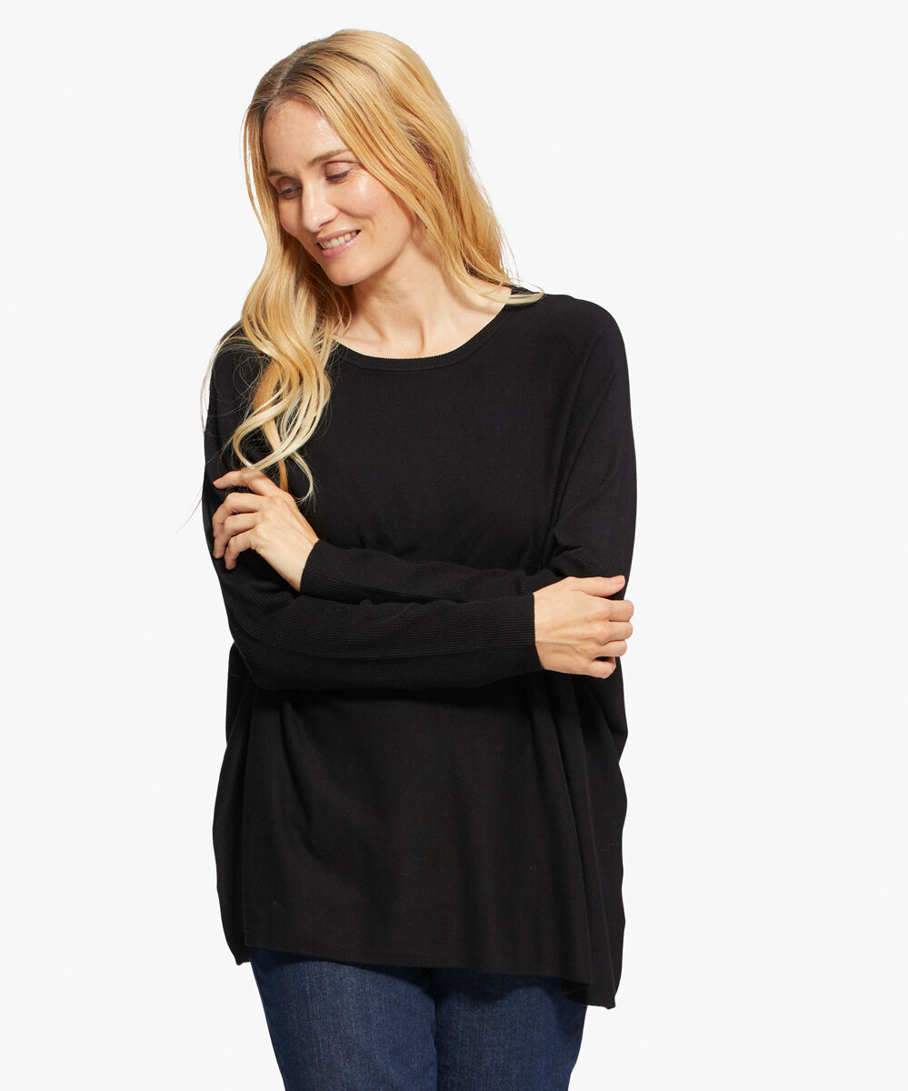 Pull Oversize &Agrave; Manches &Eacute;troites, Black