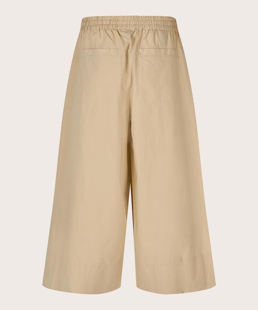 pantalon en coton à jambes larges et taille élastique, Safari