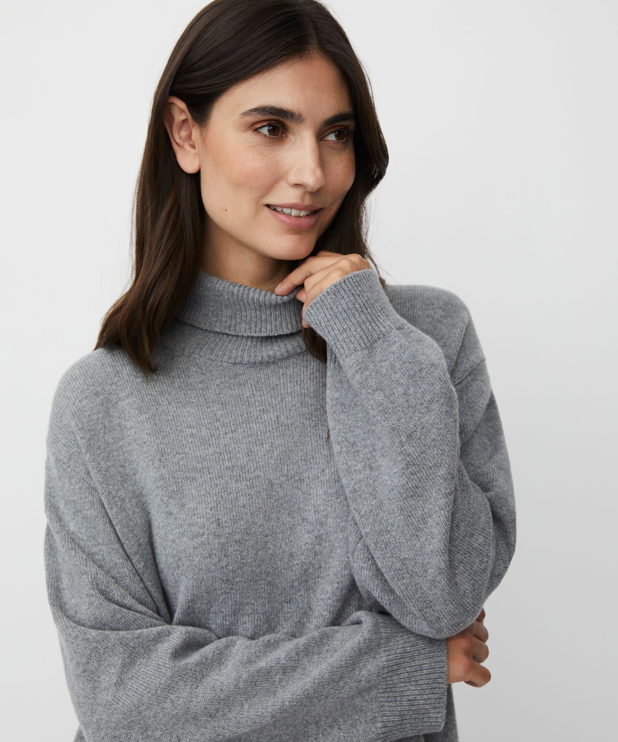 pull à col roulé avec fente latérale, M. Grey mel.