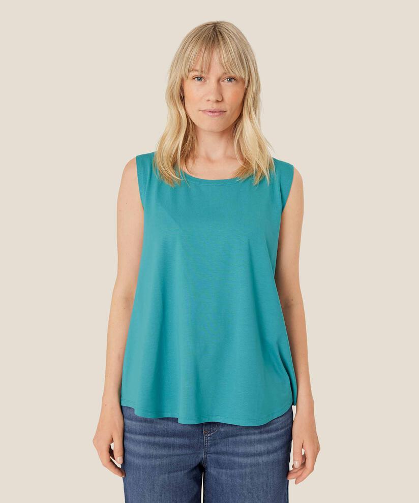 Top En Jersey Sans Manches À Col Rond, Teal