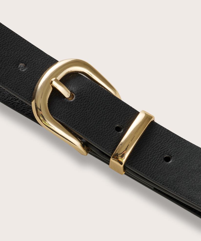 ceinture étroite avec boucle dorée, Black
