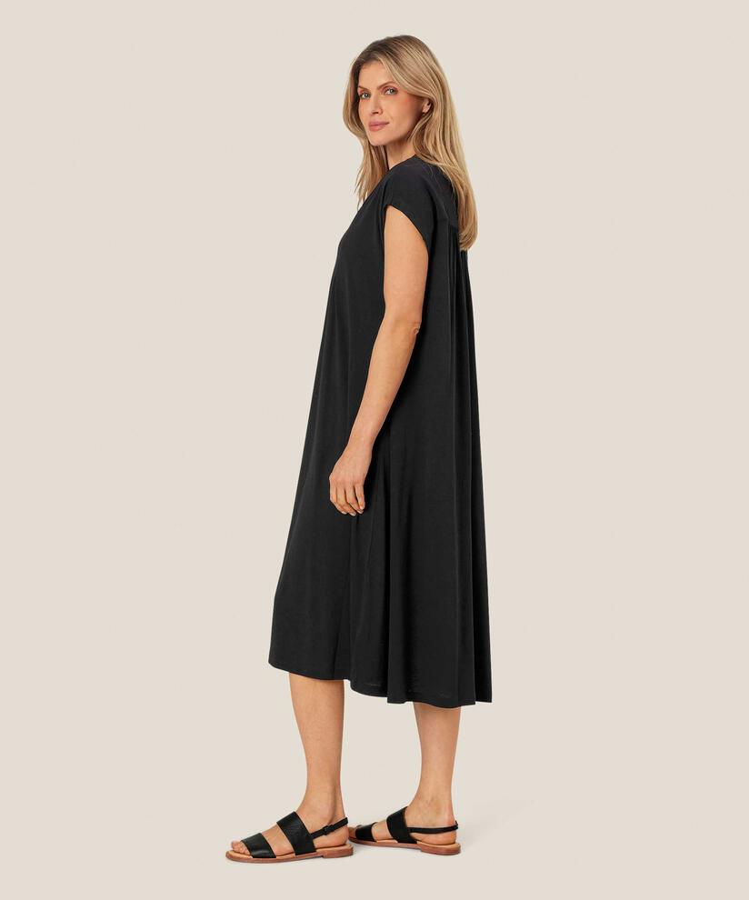 robe en jersey à manches courtes avec plis féminins, Black