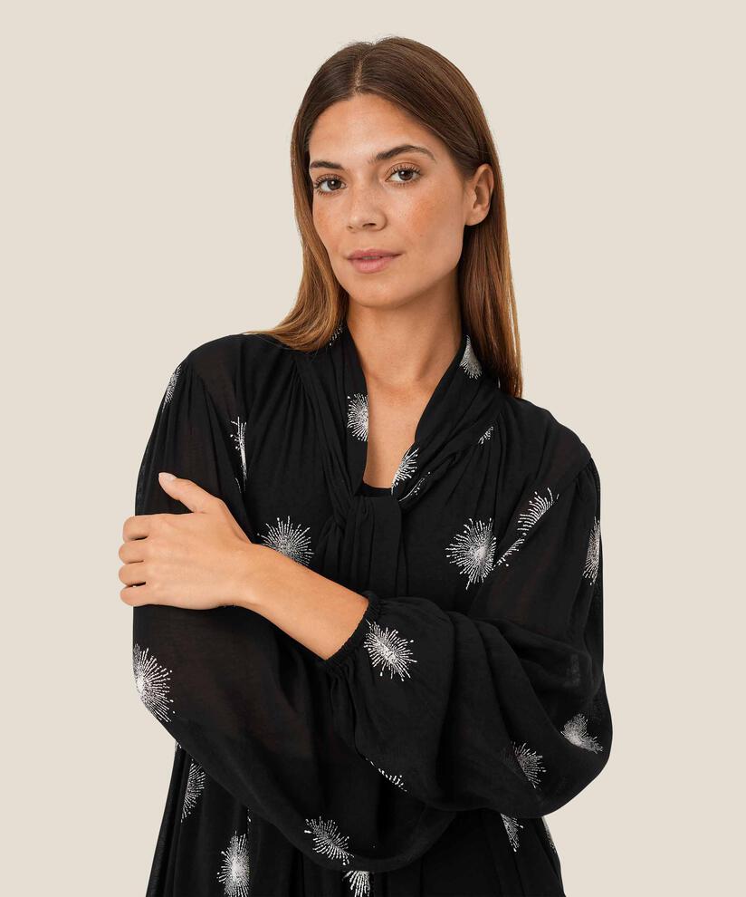 tunique transparente avec liens au cou, Black