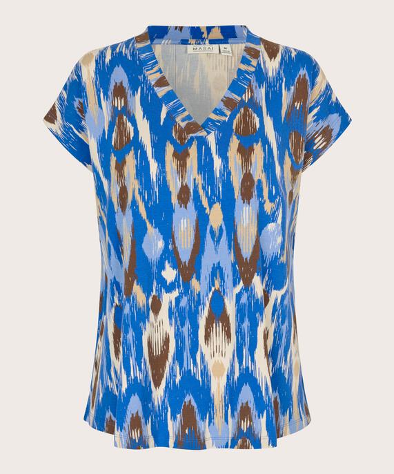 T-shirt Imprimé À Col En V, Nebulas Blue