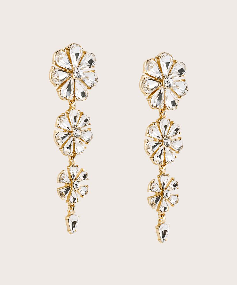 boucles d'oreilles avec fleurs en perles de verre, Gold