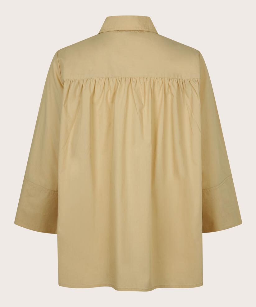 top en coton avec col et patte de boutonnage, Pale Khaki