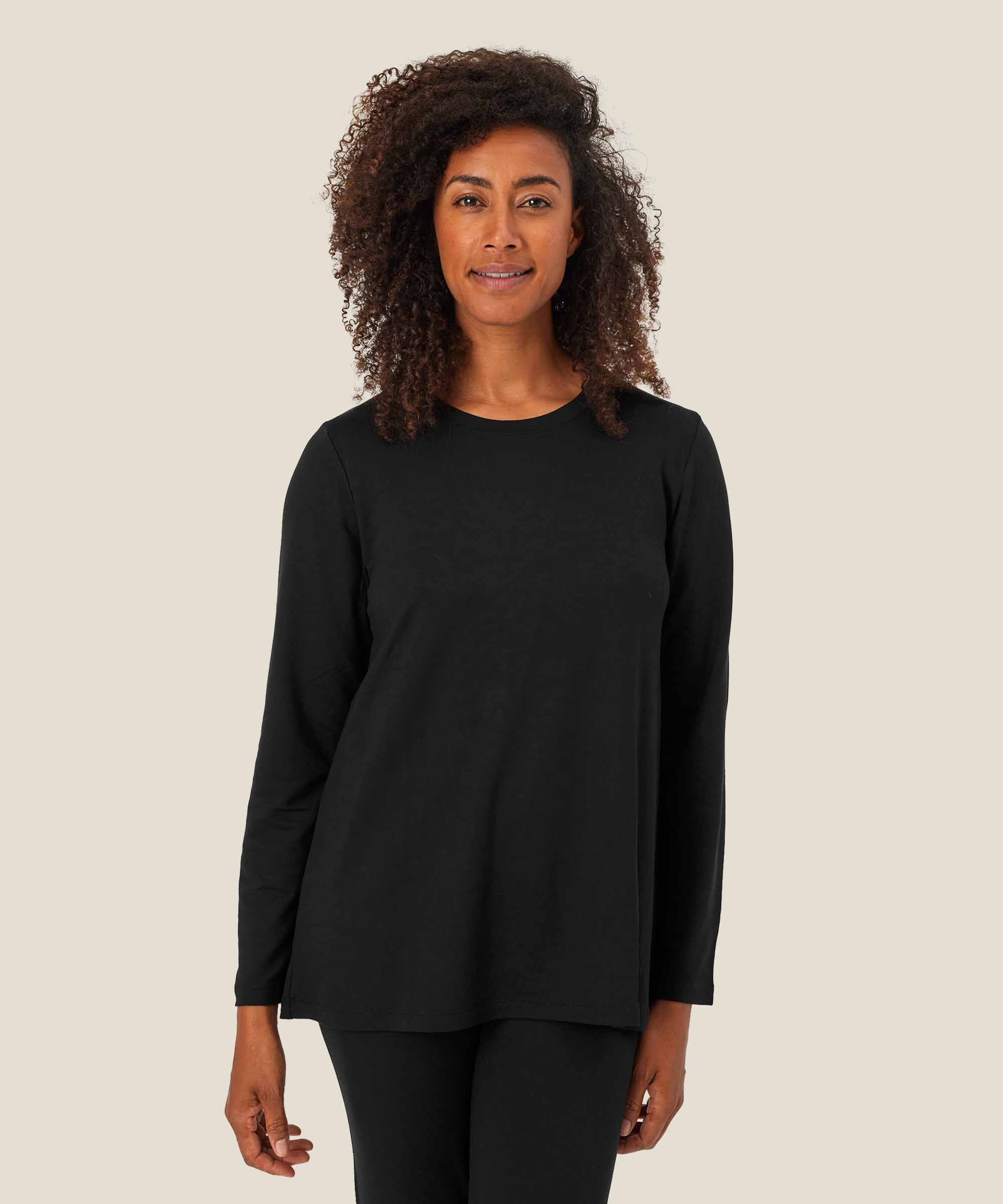top en jersey avec plis dans le dos, Black