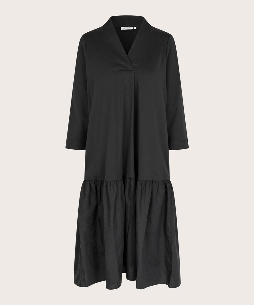 robe en jersey avec jupe en popeline, Black