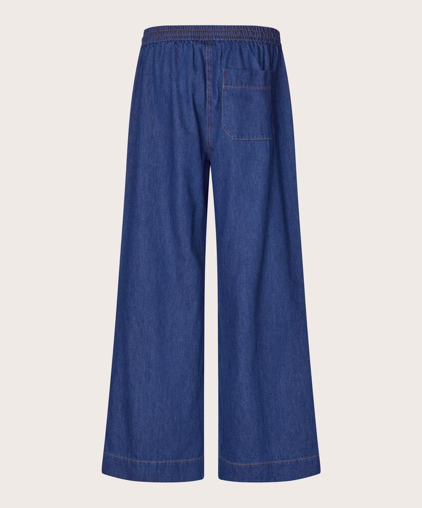 pantalon en jean large avec taille élastique, Dark Denim