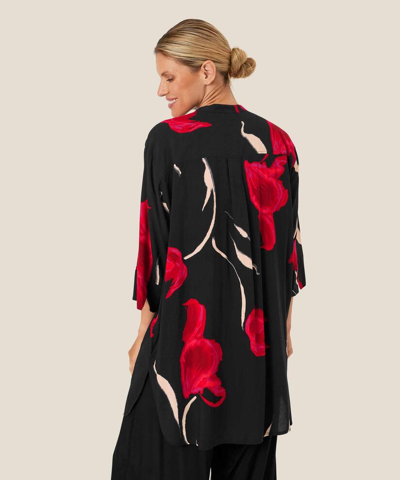 chemise en viscose imprimée avec fente latérale, Haute Red
