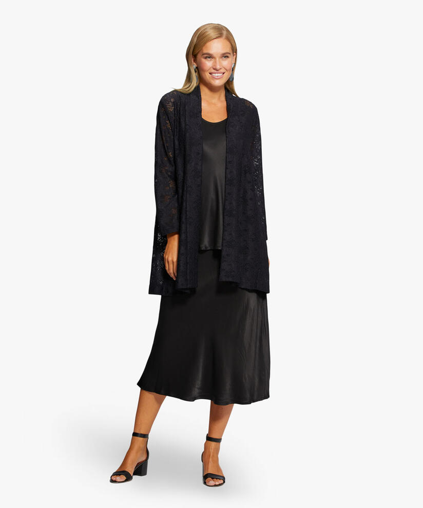 jupe en satin avec élastique étroit à la taille, Black