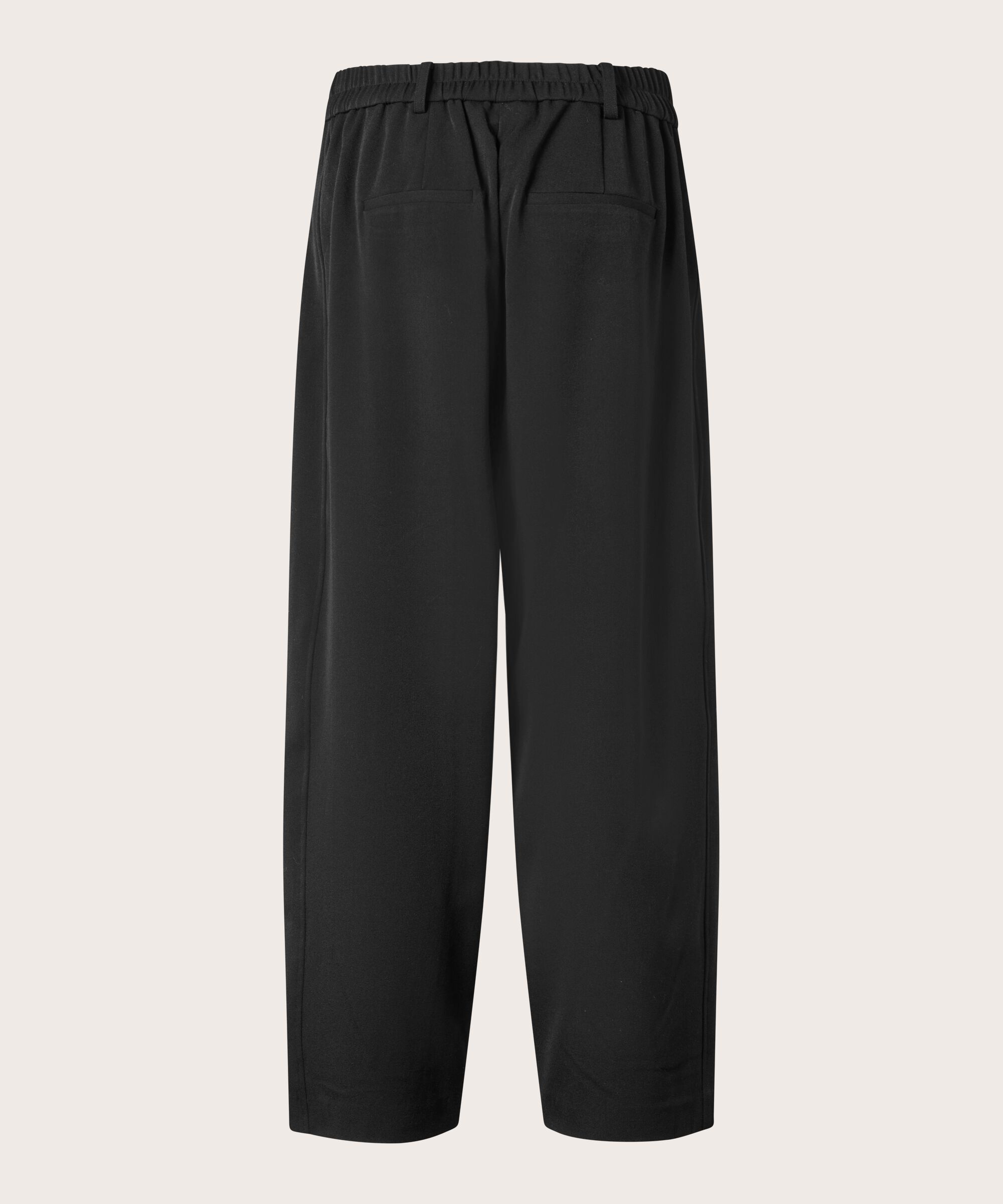 Pantalon Tissé Avec Stretch Et Bouton Sur La Jambe, Black