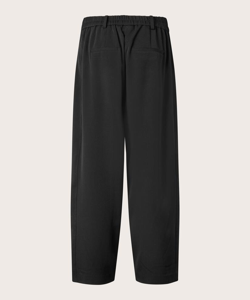 Pantalon Tissé Avec Stretch Et Bouton Sur La Jambe, Black