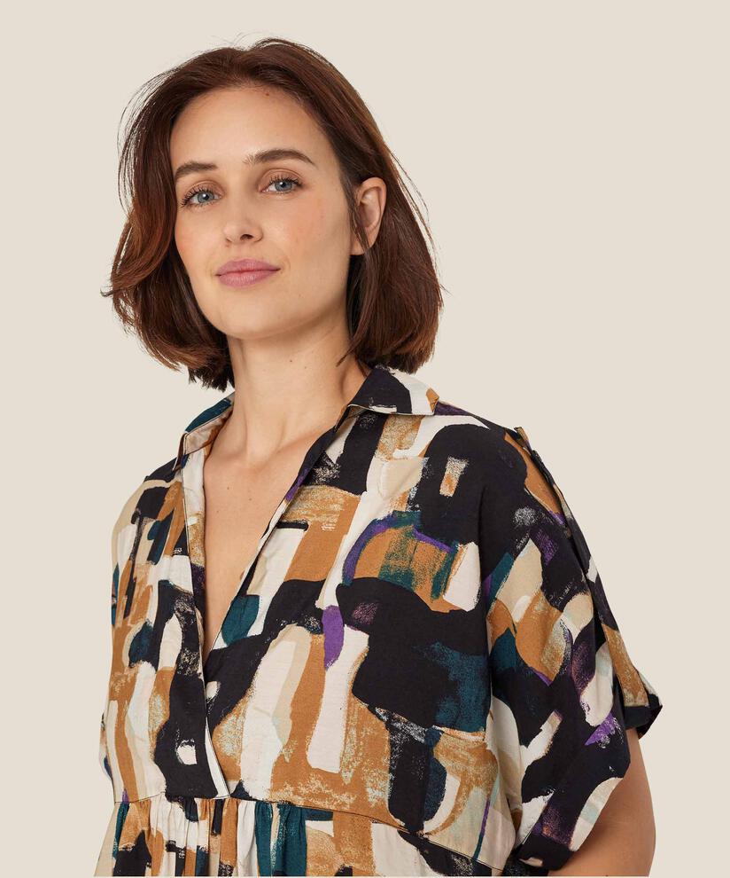 robe en viscose imprimée avec fente haute sur le côté, Dijon