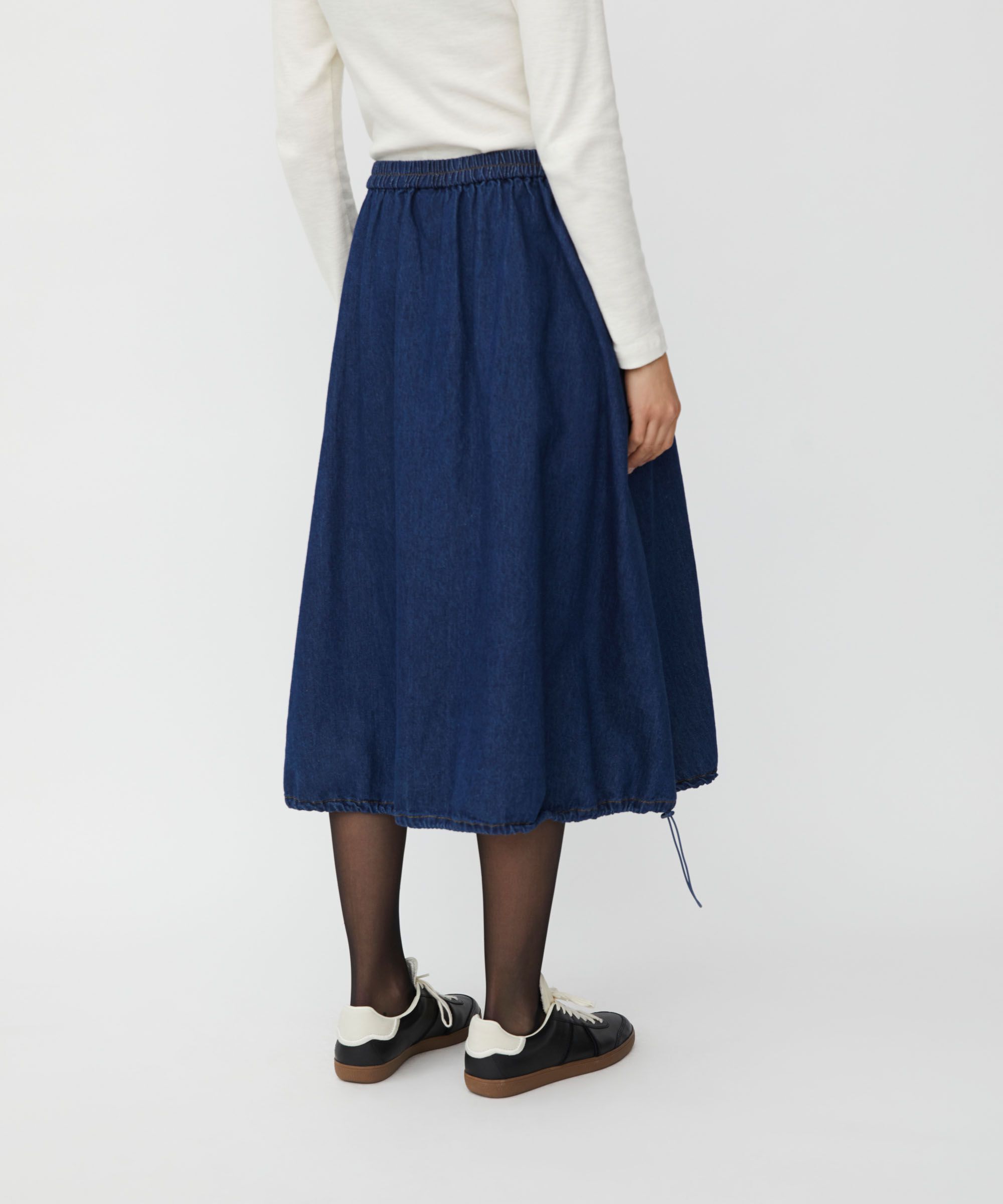 jupe en jean avec ourlet élastique, Dark Denim