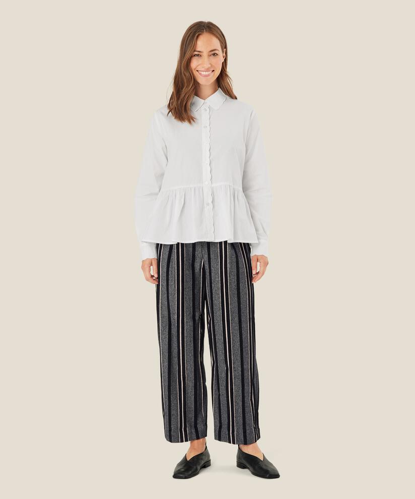 pantalon rayé en coton doux, Black