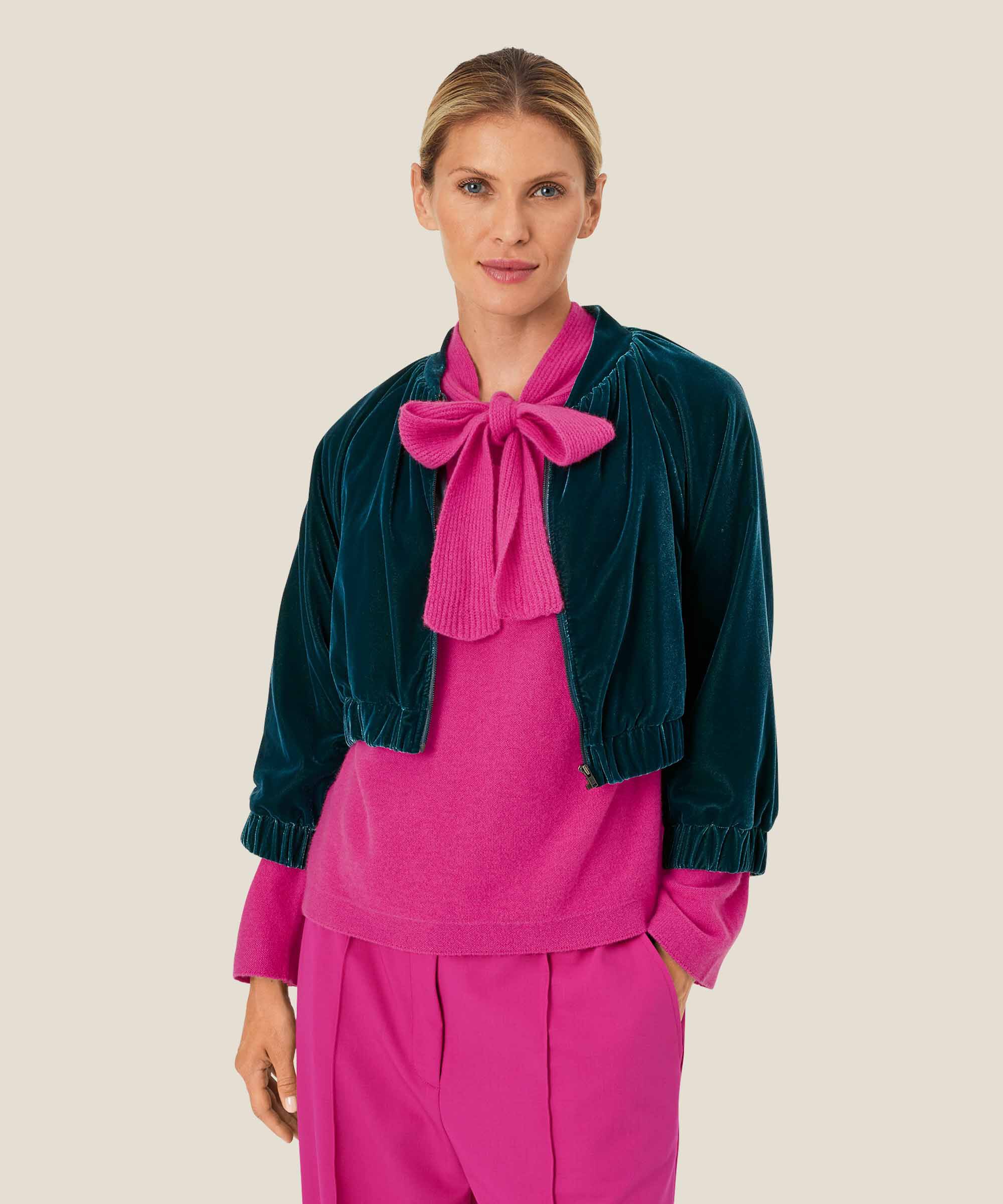 veste courte en velours avec fermeture éclair, Reflect Pond