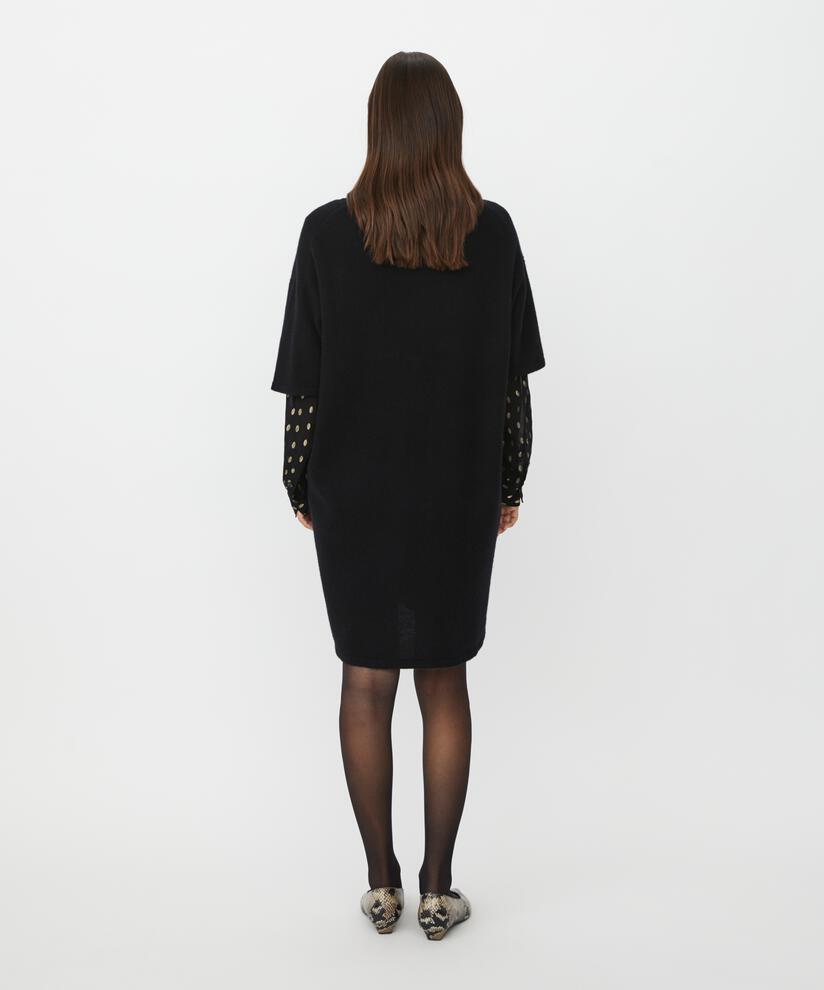 robe en laine tricotée à manches 1/2, Black