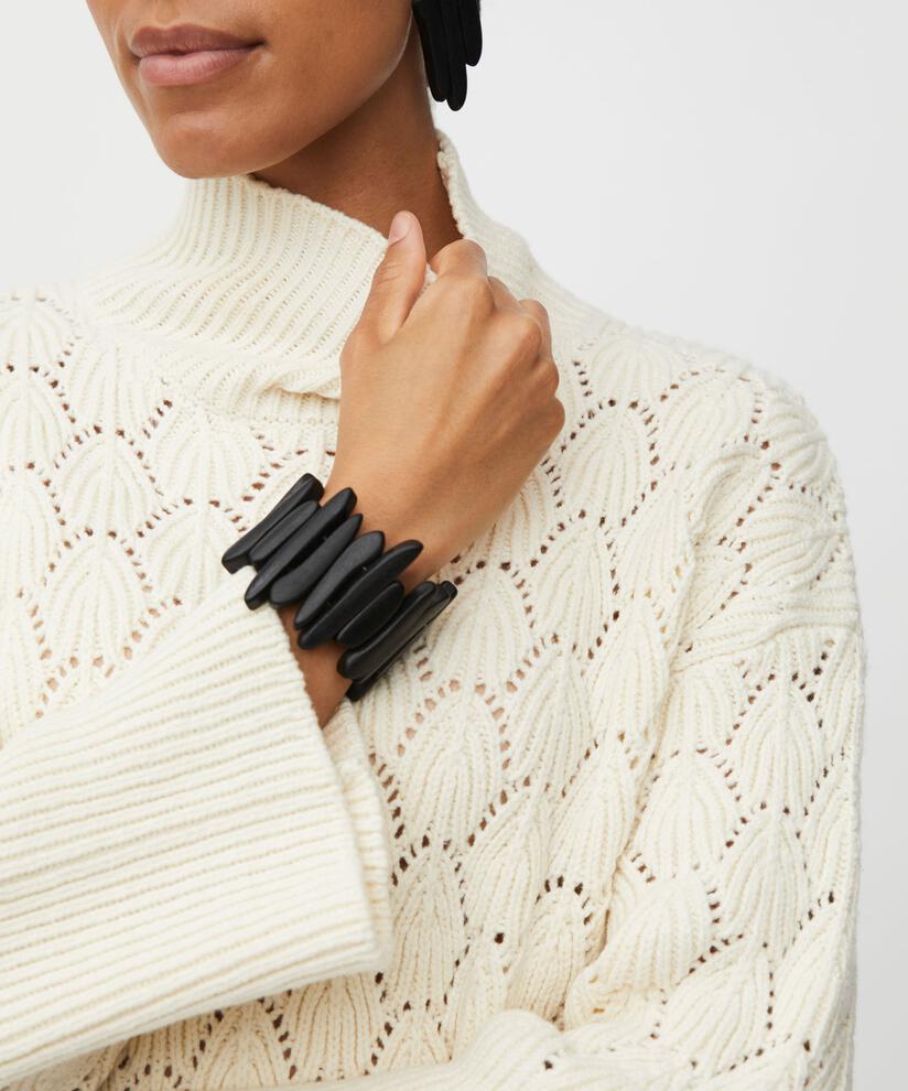 bracelet élastique avec perles en bois noires, Black