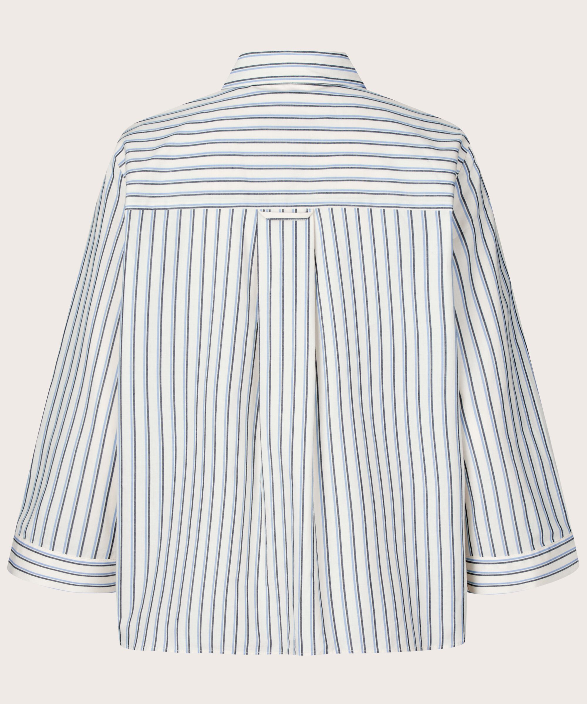 chemise en coton rayé à manches trois-quarts, Blue Bonnet