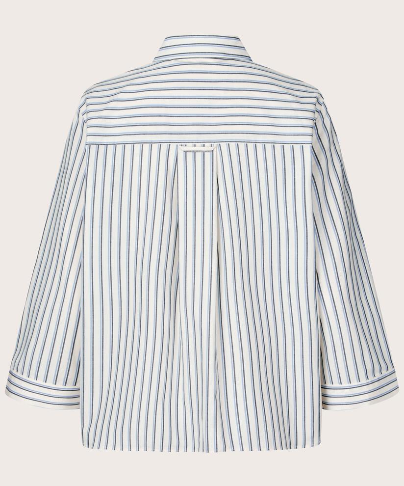 chemise en coton rayé à manches trois-quarts, Blue Bonnet