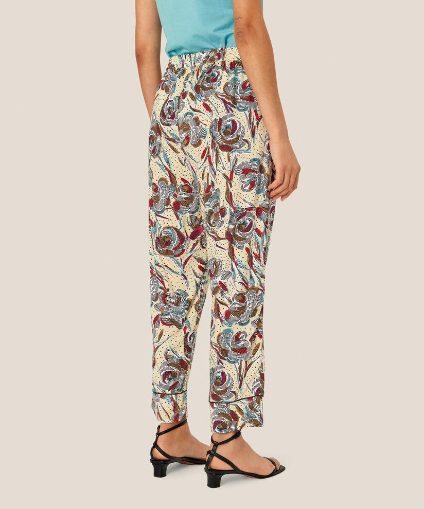 pantalon en viscose imprimé avec taille élastique et poches fendues, Soybean