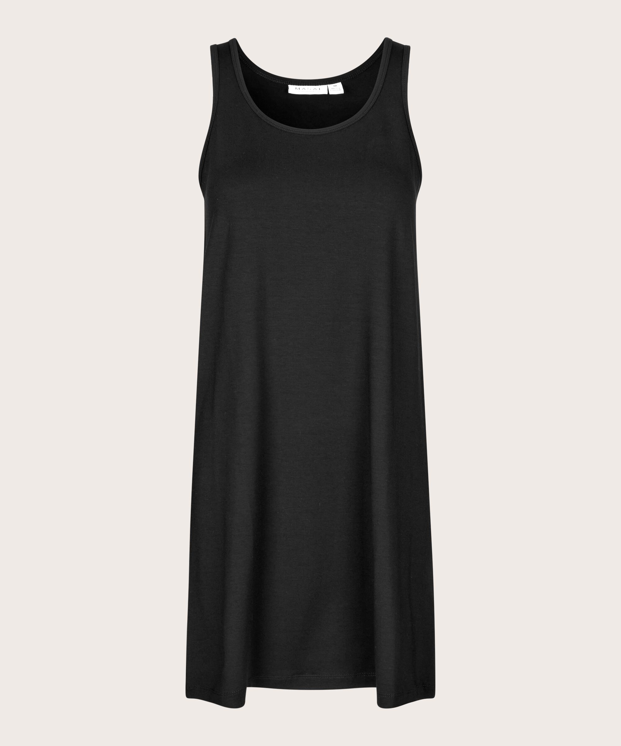 fond de robe en jersey à col rond, Black