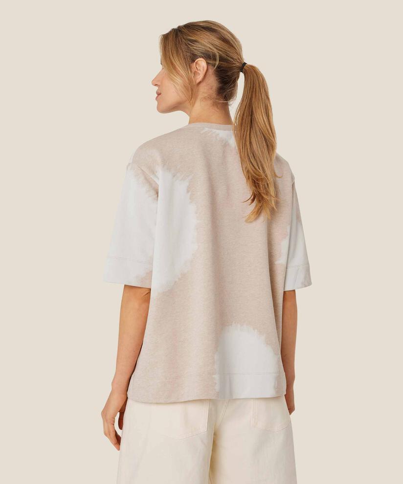 t-shirt à col rond en qualité sweat, Beige melange