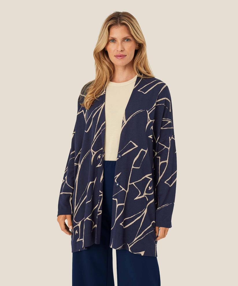 cardigan en jersey imprimé à manches étroites, Navy Blazer