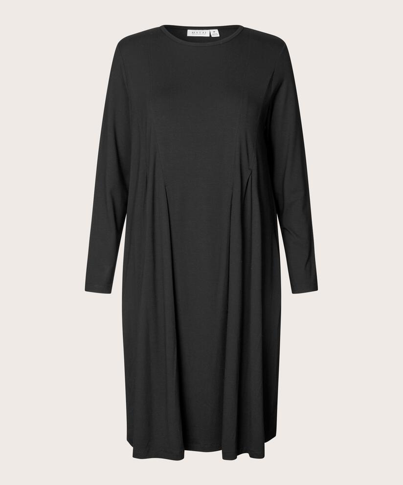 robe en jersey avec plis sur le devant et poches fendues, Black