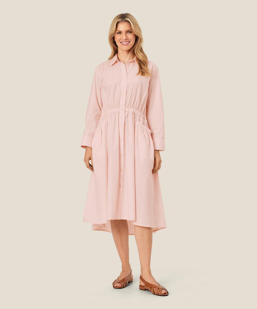 robe chemise en coton avec taille élastique, Mauve Chalk