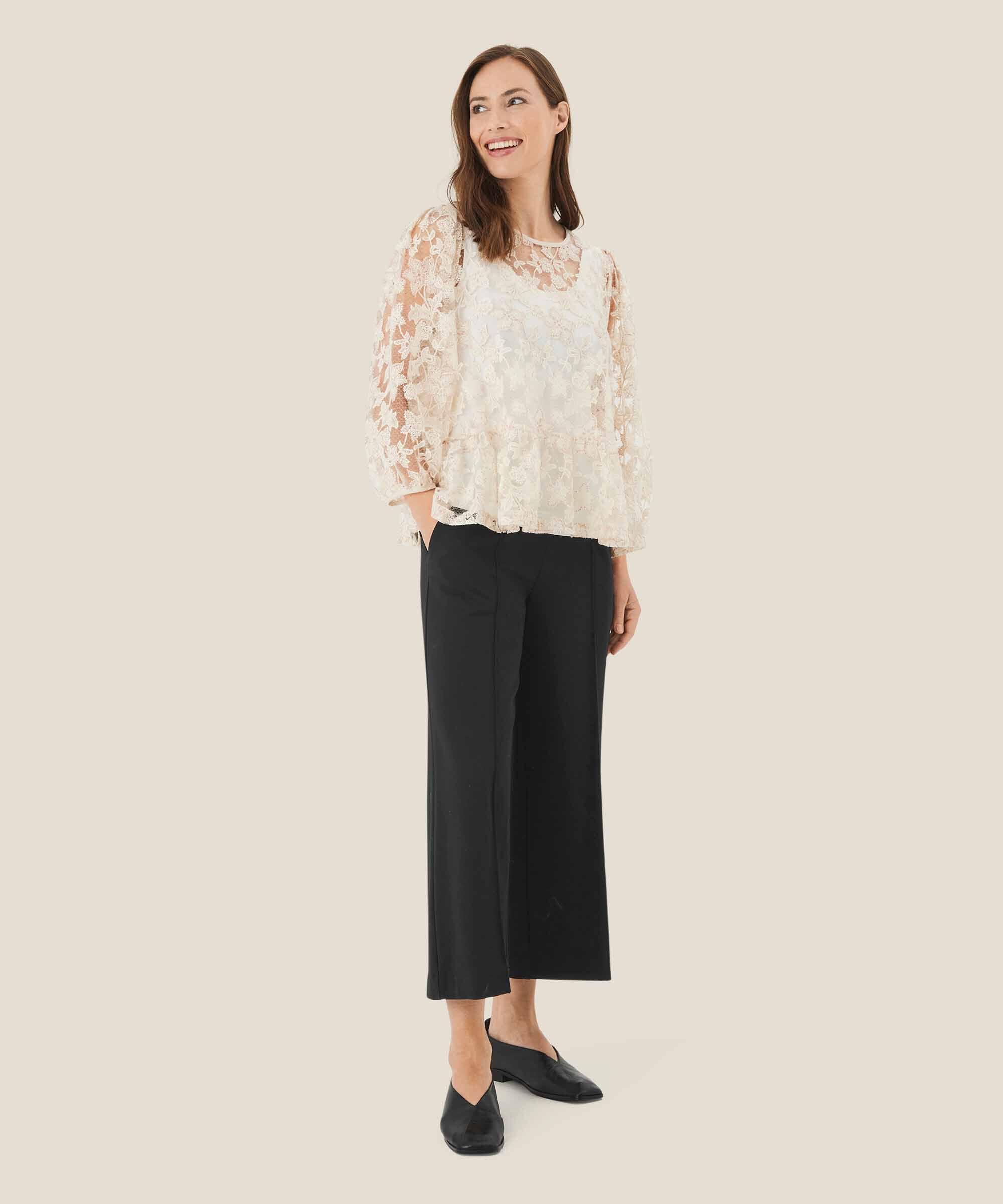 Pantalon En Jersey Épais Avec Poches, Black