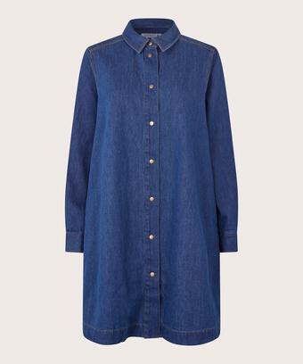 chemise en jean doux avec poches fendues, Dark Denim