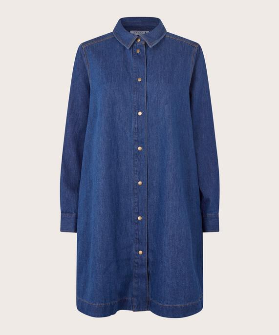 chemise en jean doux avec poches fendues, Dark Denim