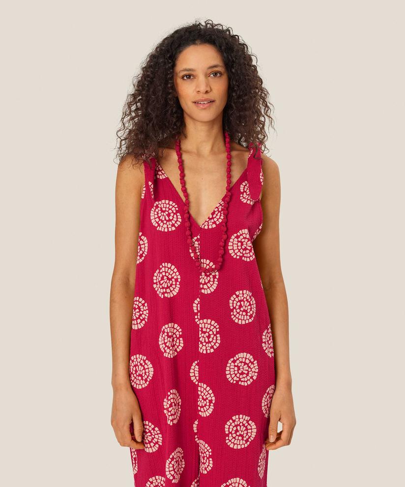 collier avec perles recouvertes de tissu, Mars Red