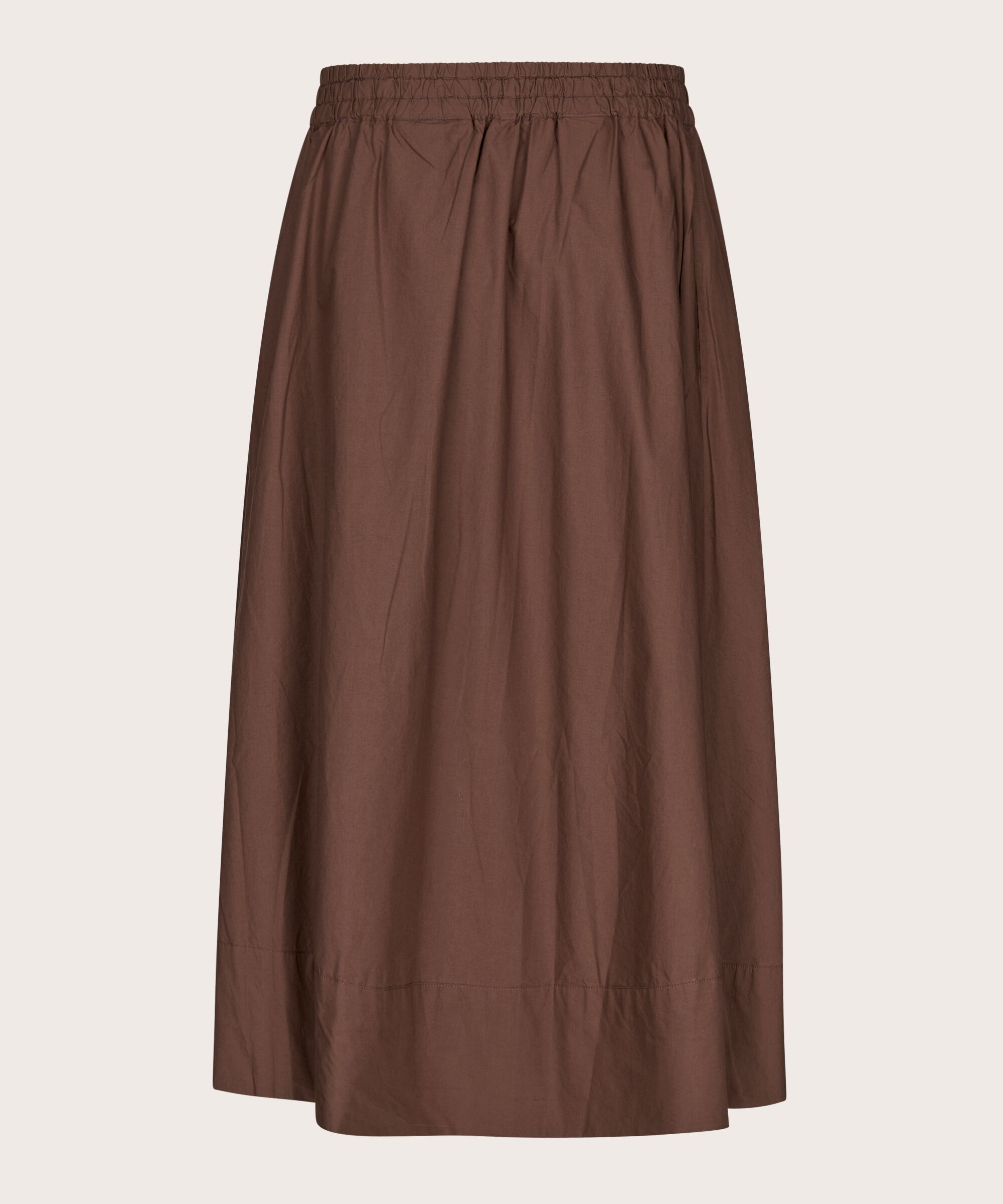jupe en coton avec taille élastique et poches fendues, Chestnut