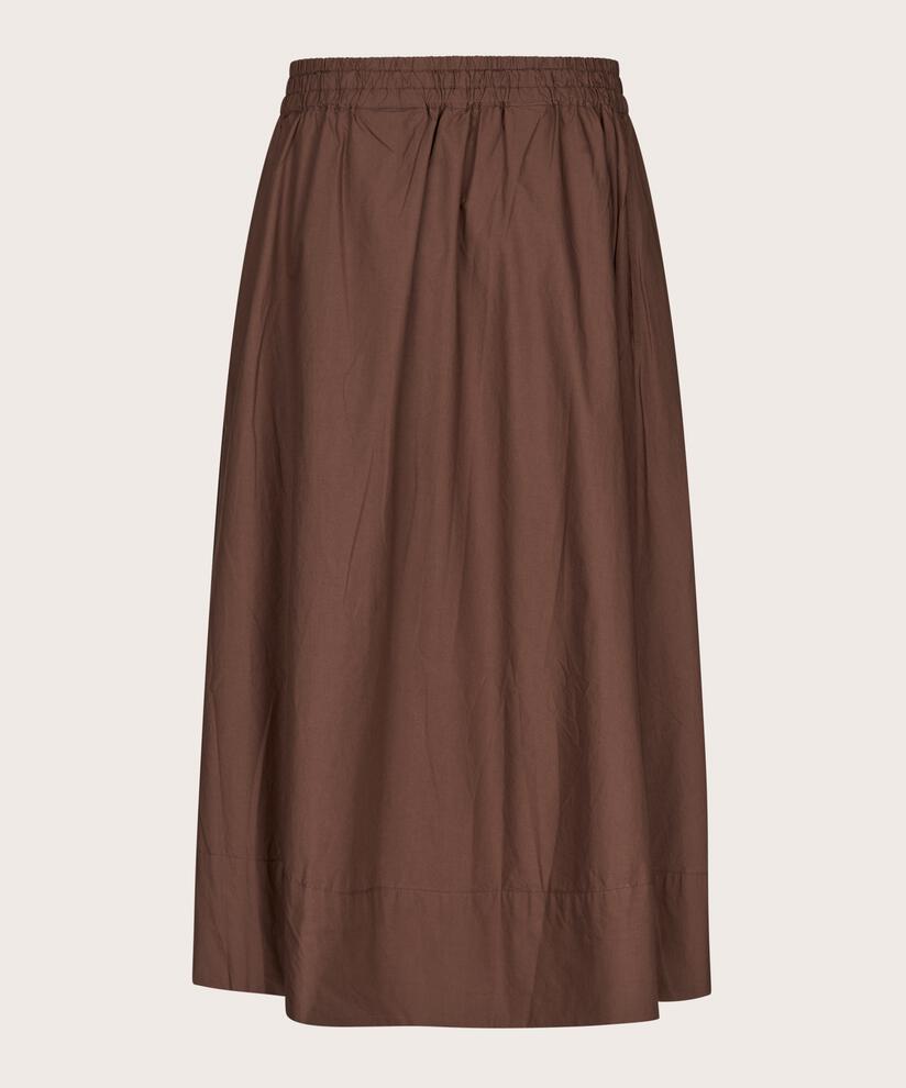 jupe en coton avec taille élastique et poches fendues, Chestnut