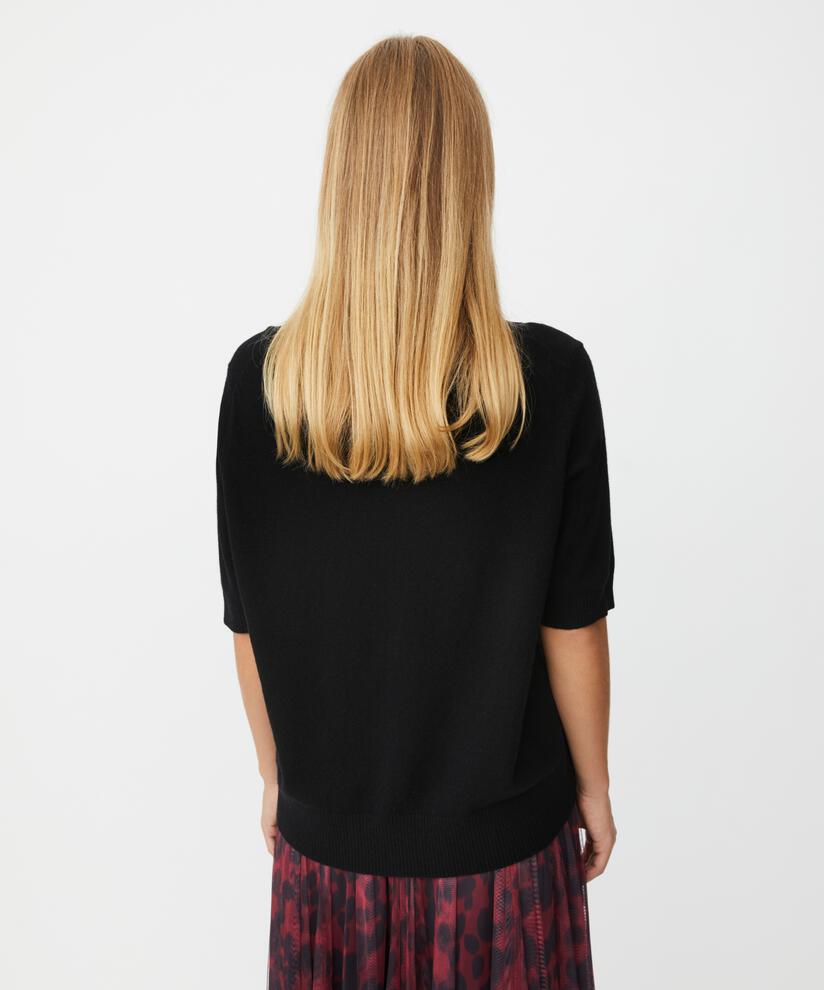 pull à manches courtes en laine mélangée, Black