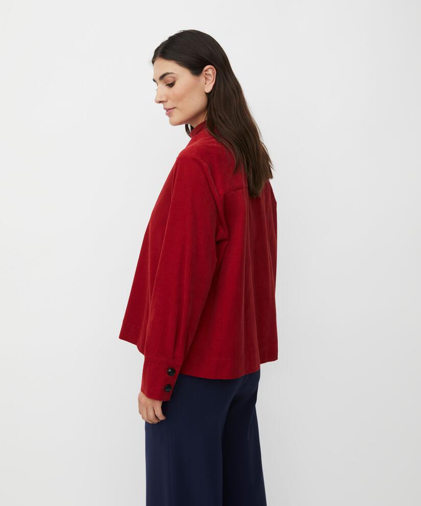 veste chemise en velours avec col, Red Dahlia