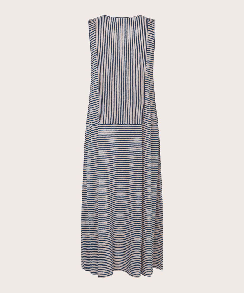 robe en jersey rayé en mélange de lin, Navy Peony