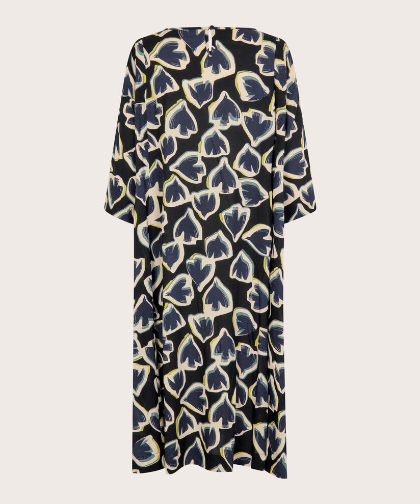 Robe En Viscose Avec Un Bouton Au Cou, Maritime Blue