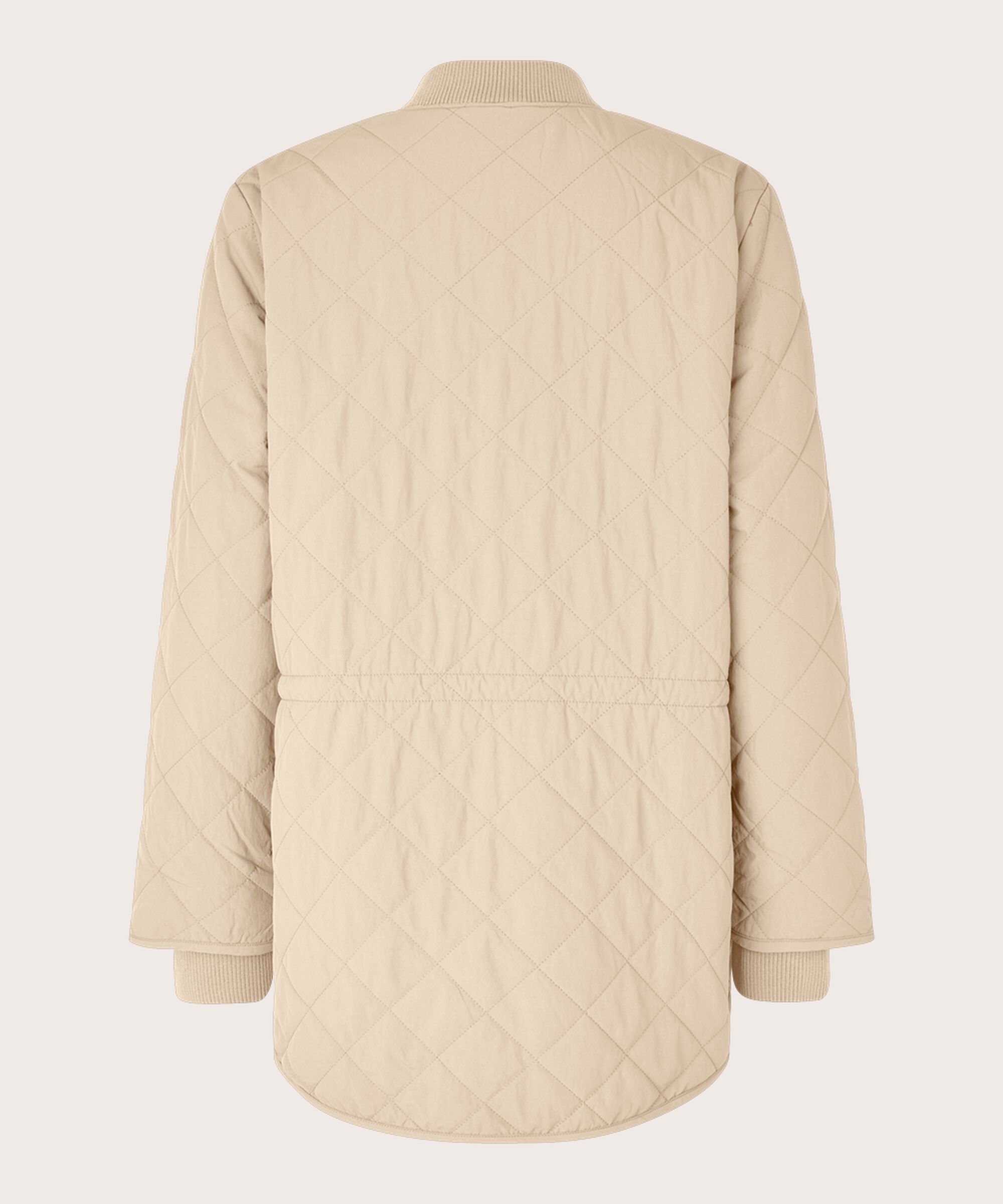 Veste matelassée avec détails côtelés et poches fendues, Oyster White
