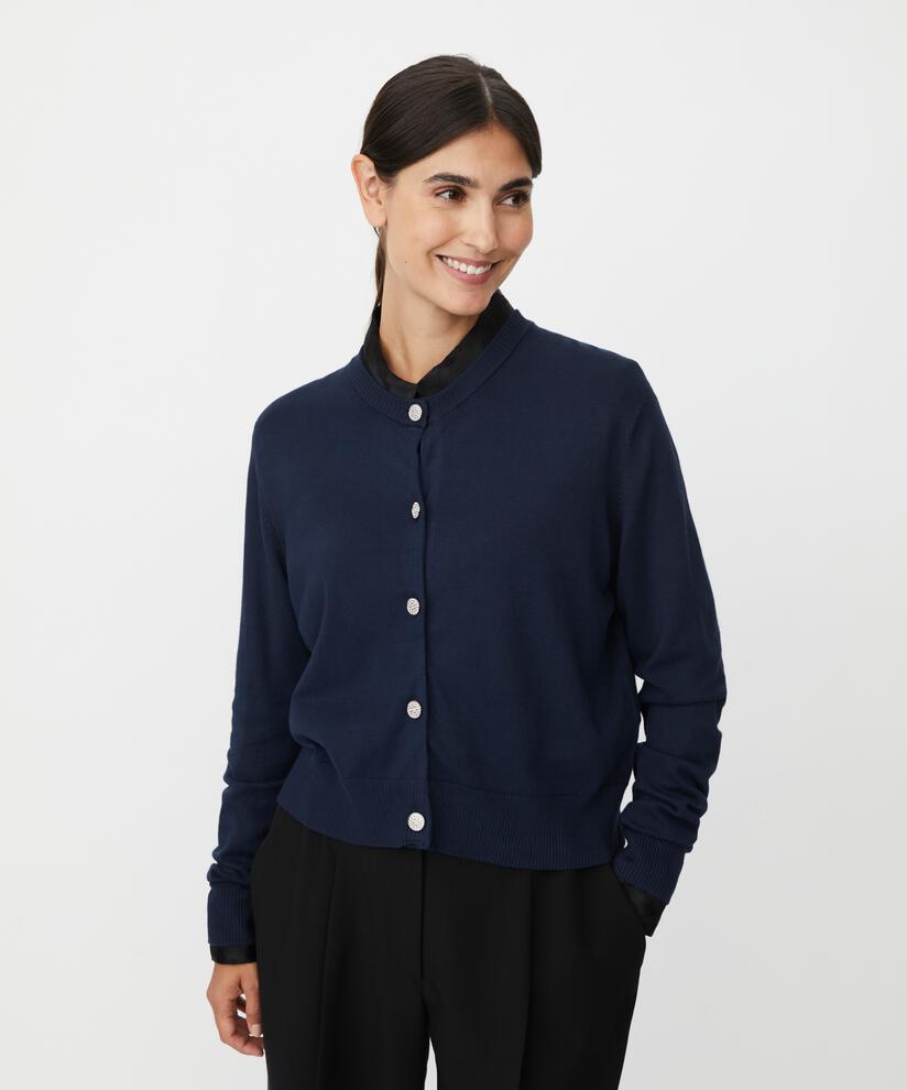 cardigan à manches longues avec boutons en strass, Navy Blazer