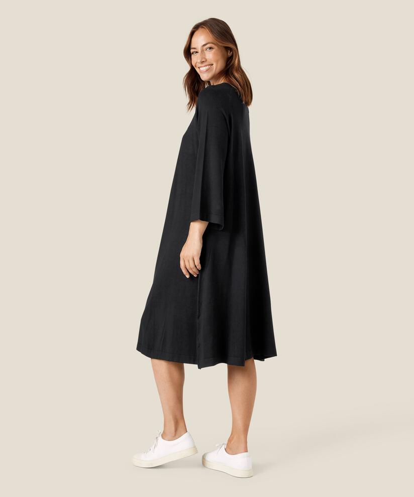 robe en maille fine à manches 3/4, Black