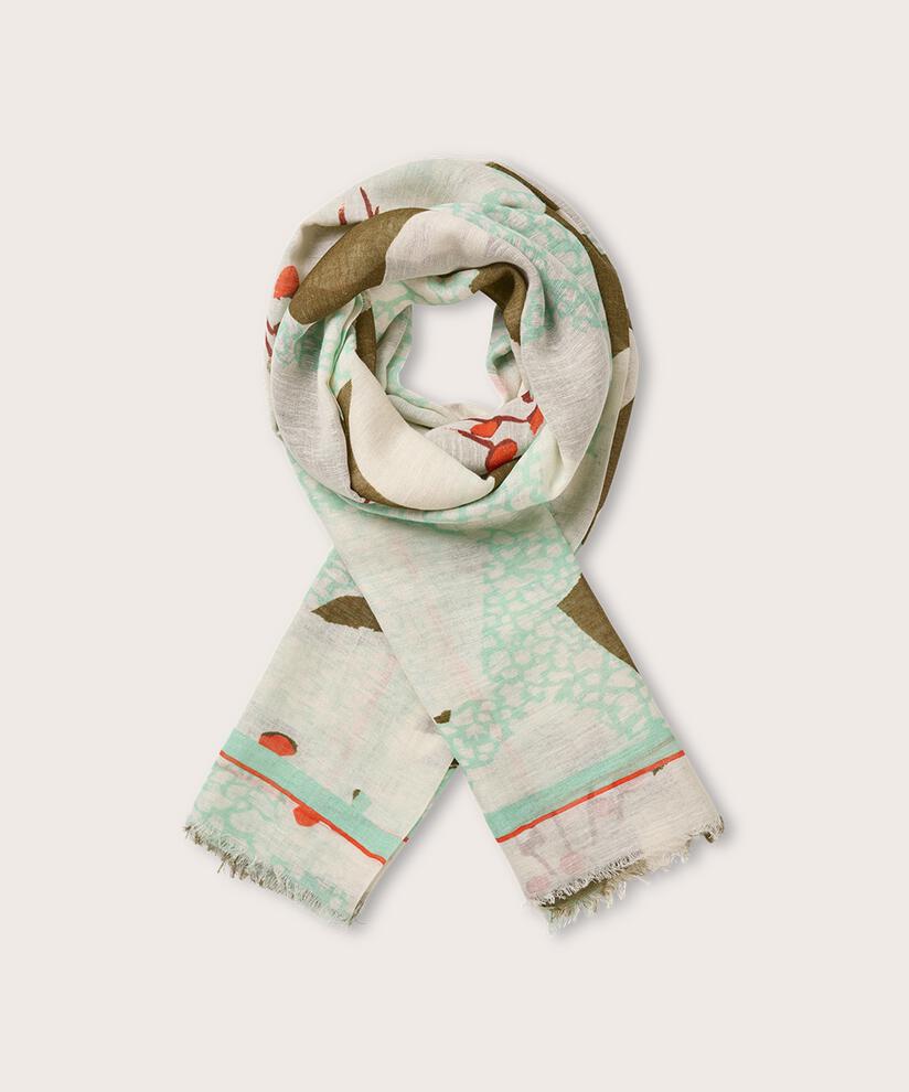 écharpe imprimée en mélange de coton, Frosty Green