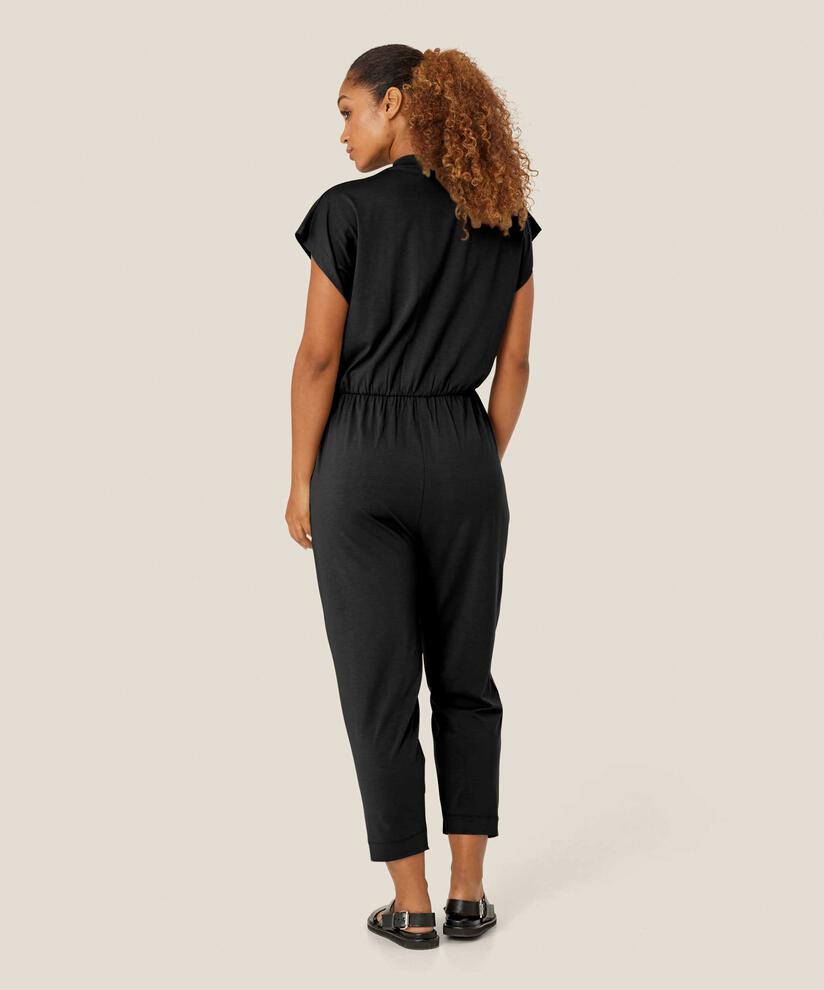 combinaison en jersey avec col en V et boutons, Black